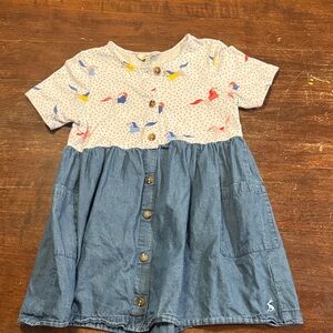 Joules Multicolor Horse Print and Denim Dress size 6Y